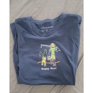 EUC Life is Good Men's Short Sleeve Happy Hour Fishing Medium